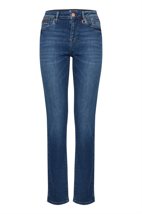 Pulz Emma Straight Leg / Skinny Fit Jeans - Medium Blue